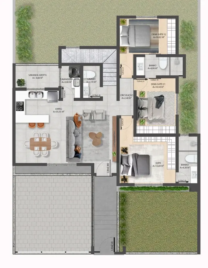 Planta baixa — pavimento superior